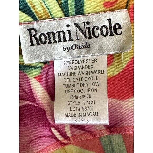 Vintage Ronnie Nicole by Ouida Floral Round Neck Sleeveless Sheath Dress Sz 8 - Picture 9 of 10